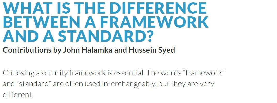 what is the difference between a framework and a standard